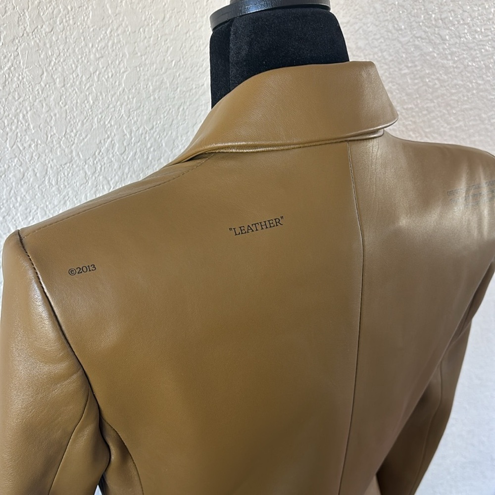 2013 100% Authentic OFF-WHITE Virgil Abloh Leather Blazer Jacket Military Green - Picture 9 of 16
